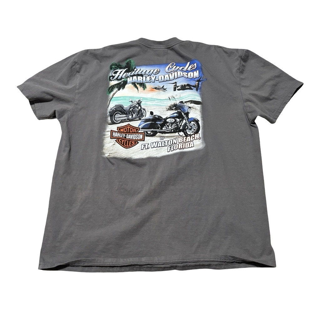 Harley Davidson Men's Motorcycle Ft Walton Beach Florida T Shirt 2XL‎ 25.5 x 30